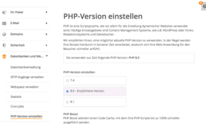 PHP-Version bei Strato anpassen