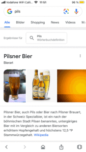 SERP: Suchanfrage "Pils" auf dem Handy