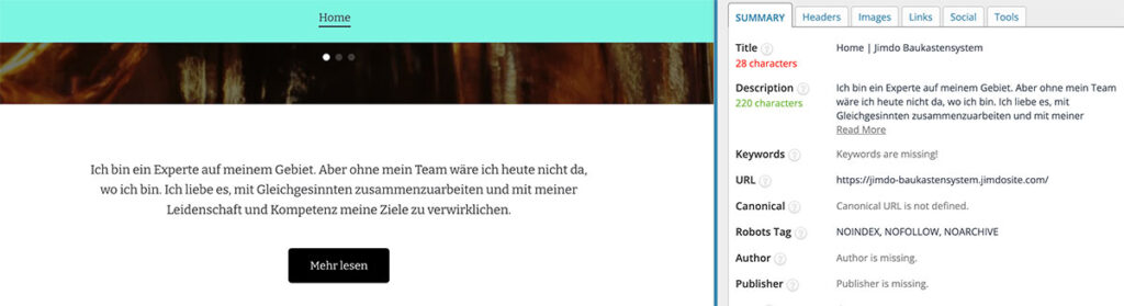 SEO bei Jimdo Dolphin