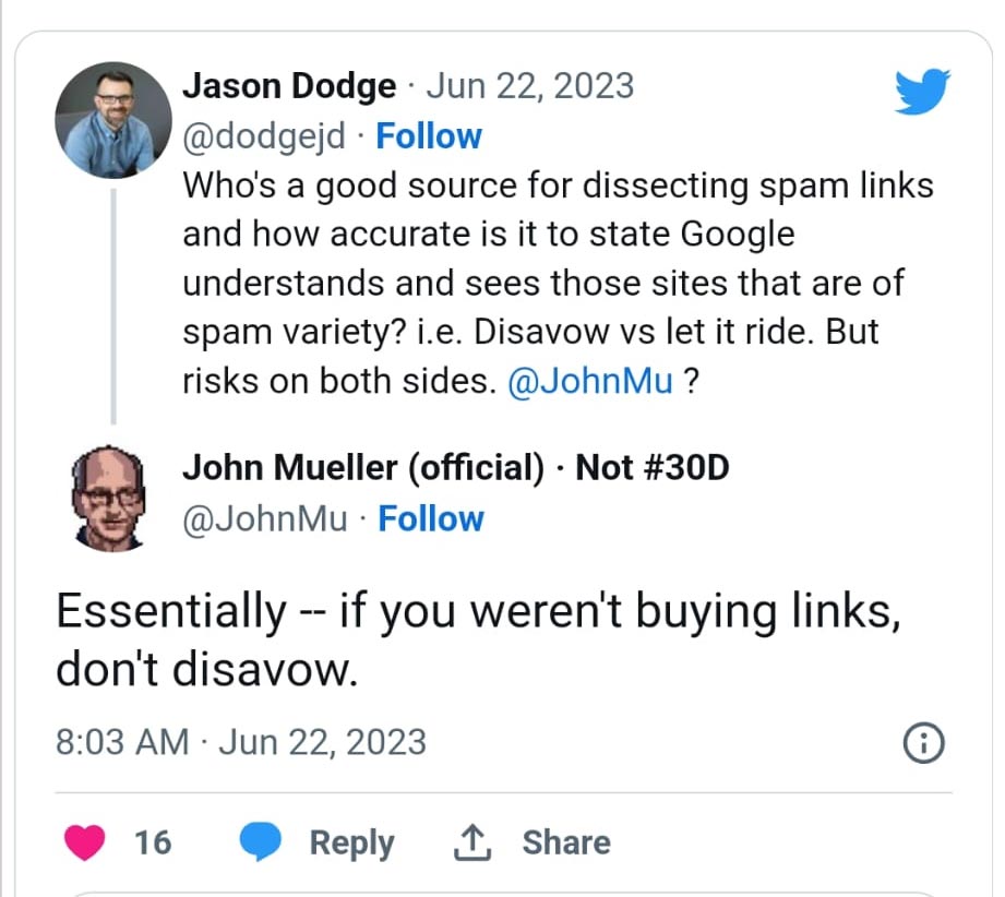Was John Mueller zum Disavow Tool sagt, das schädliche Backlinks entfernt