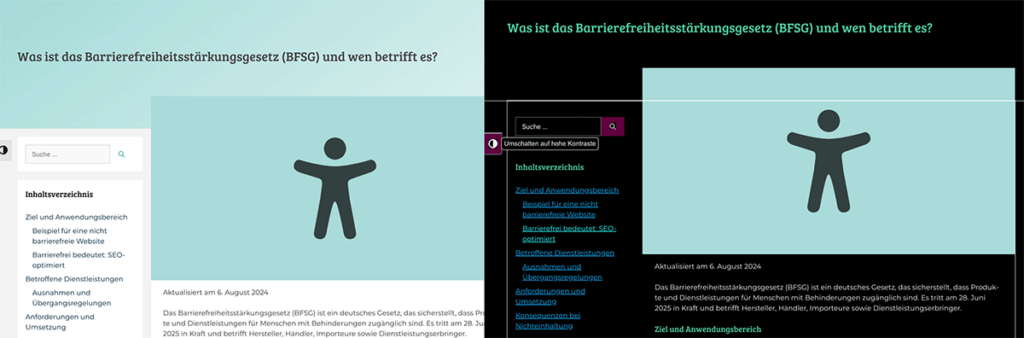 Kontraste einschalten - Plugin für Barriefreiheit