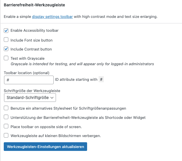 Werkzeugleiste Barrierefreiheit