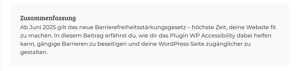 So sieht die Zusammenfassung dann aus