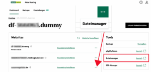 Der Dateimanager bei Domainfactory, übers cPanel zu erreichen