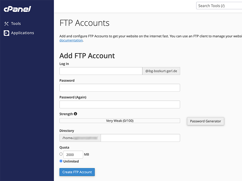 Ftp-Account anlegen bei Domainfactory
