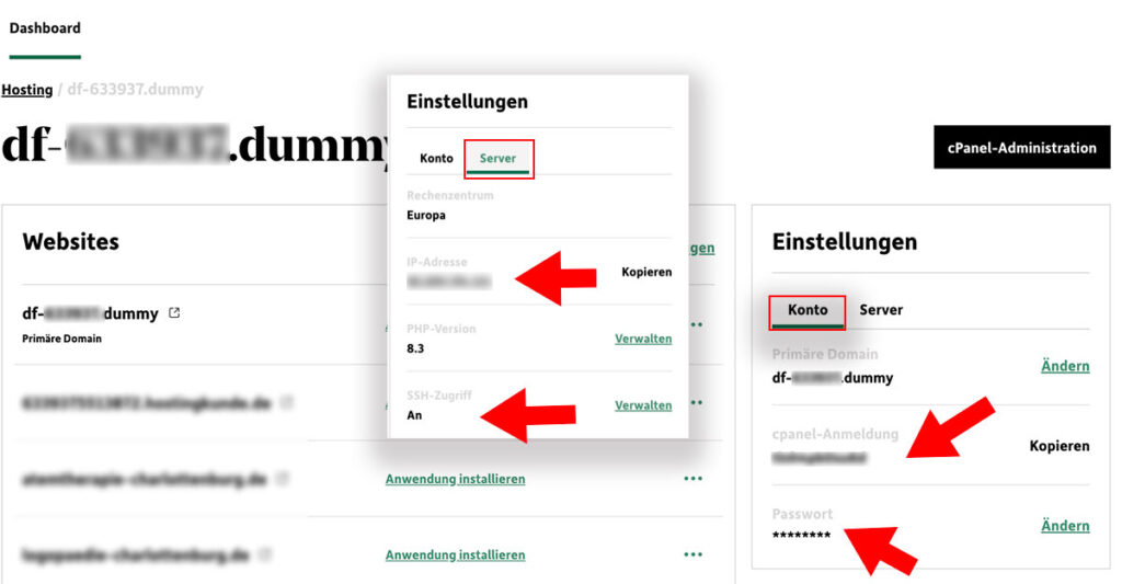 FTP Zugang - Daten bei Domainfactory finden