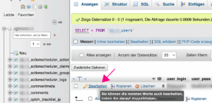phpMyAdmin, User bearbeiten