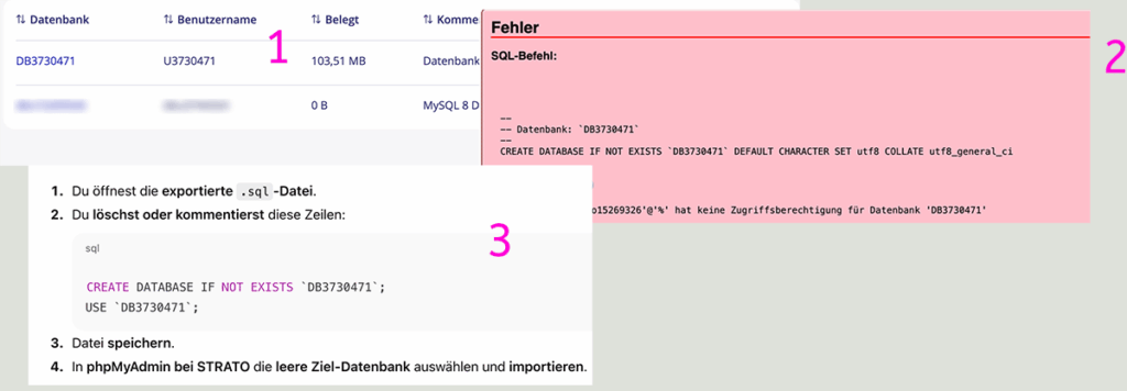 Fehlermeldung bei Strato