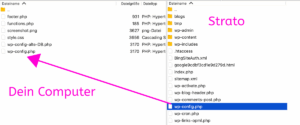 Via FTP die wp-config.php laden