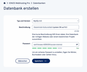 IONOS: Datenbank erstellen