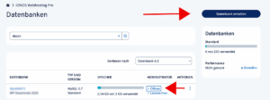 IONOS: Datenbank öffnen
