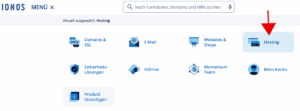 IONOS Menü: Hosting auswählen