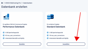 IONOS: Datenbank erstellen